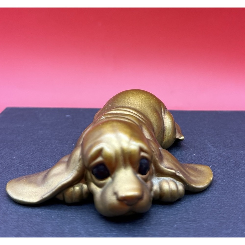 Vintage Adorable Gold Puppy Basset Hound Dog Figurine Noritake 3.5" Long